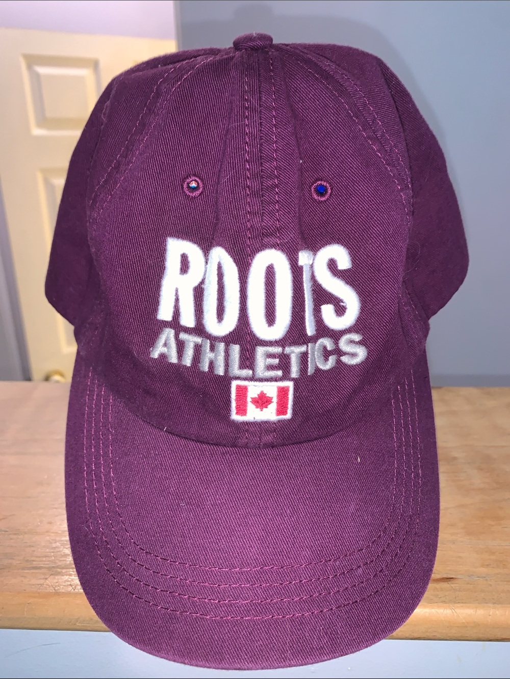 Roots Burgundy Baseball Cap with White Embroidery